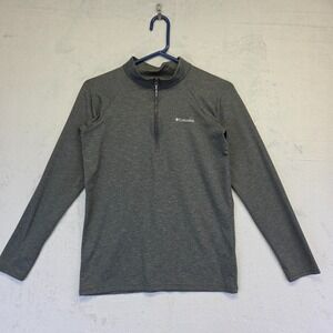 Columbia Sweater Youth L 14/16 Gray Mock Neck Performance Athleisure Lightweight